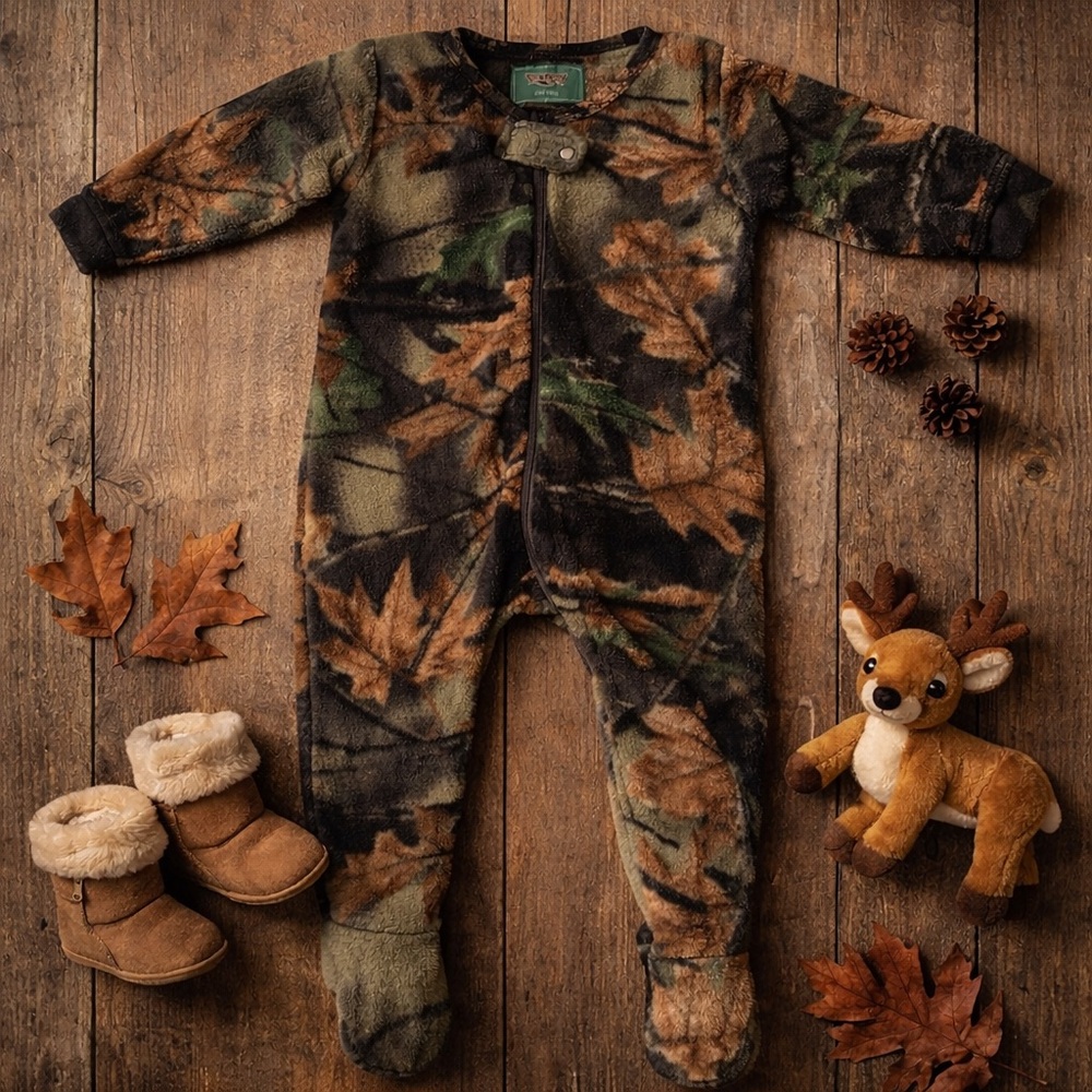 Trail Crest Infant Camouflage Fleece‎ Bunting Sleeper Hunting Camo One Piece